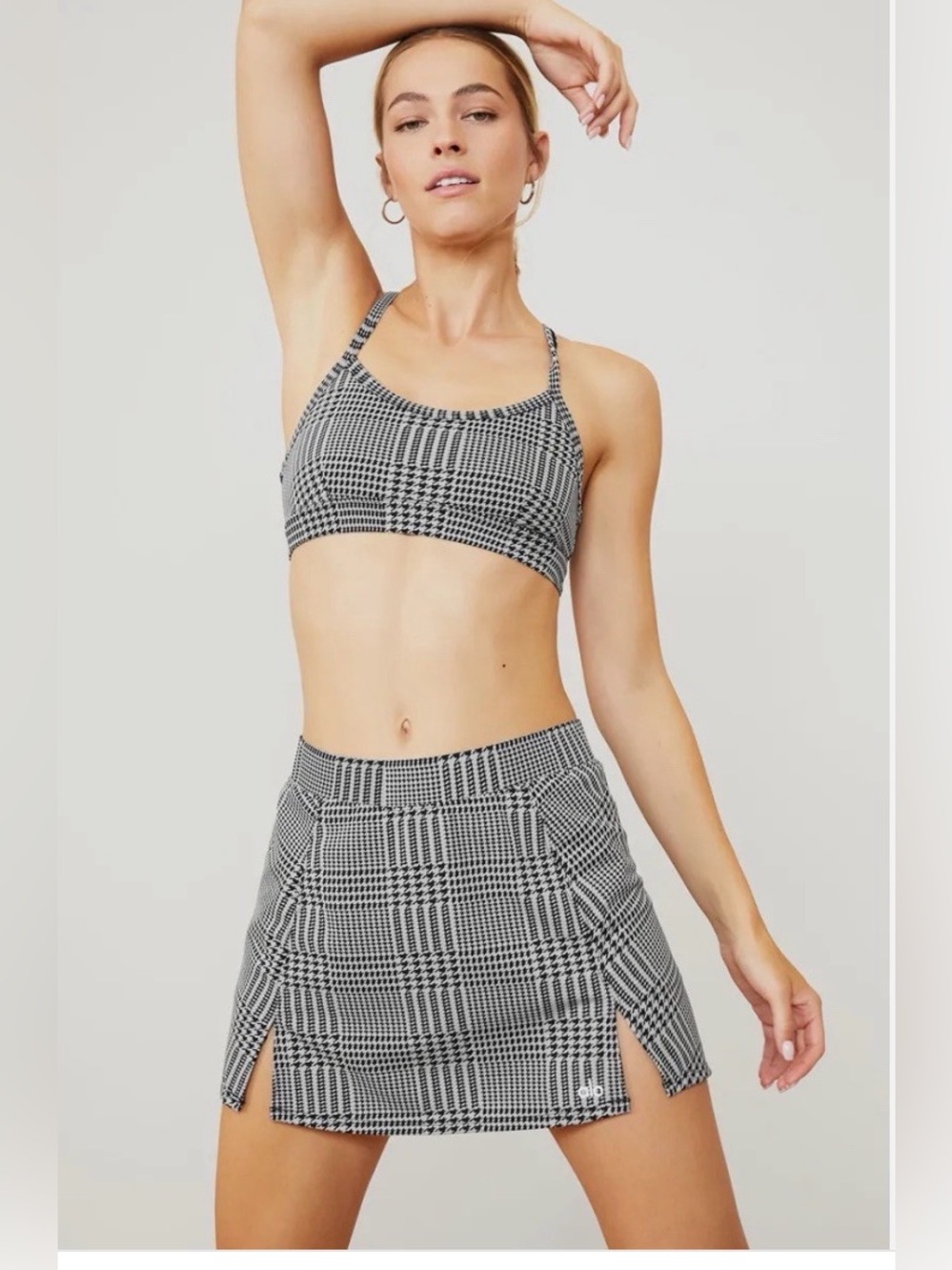 ALO Yoga Skirts Alo Yoga Houndstooth Jacquard Mini Skort In Blackwhite Sz S Wms